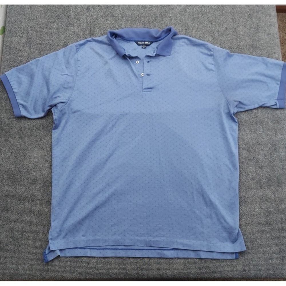 Polo Golf Ralph Lauren Mens XL Blue Textured Outdoor Short Sleeve Performance